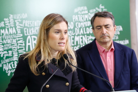 Aitor Esteban, Mireia Zarate. Presentación cartel Aberri Eguna. Bilbao